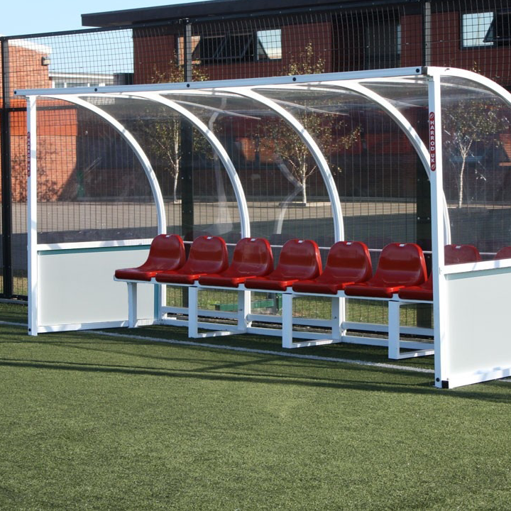 4m Premier Curved Team Shelter c/w Red Seats SHE-010