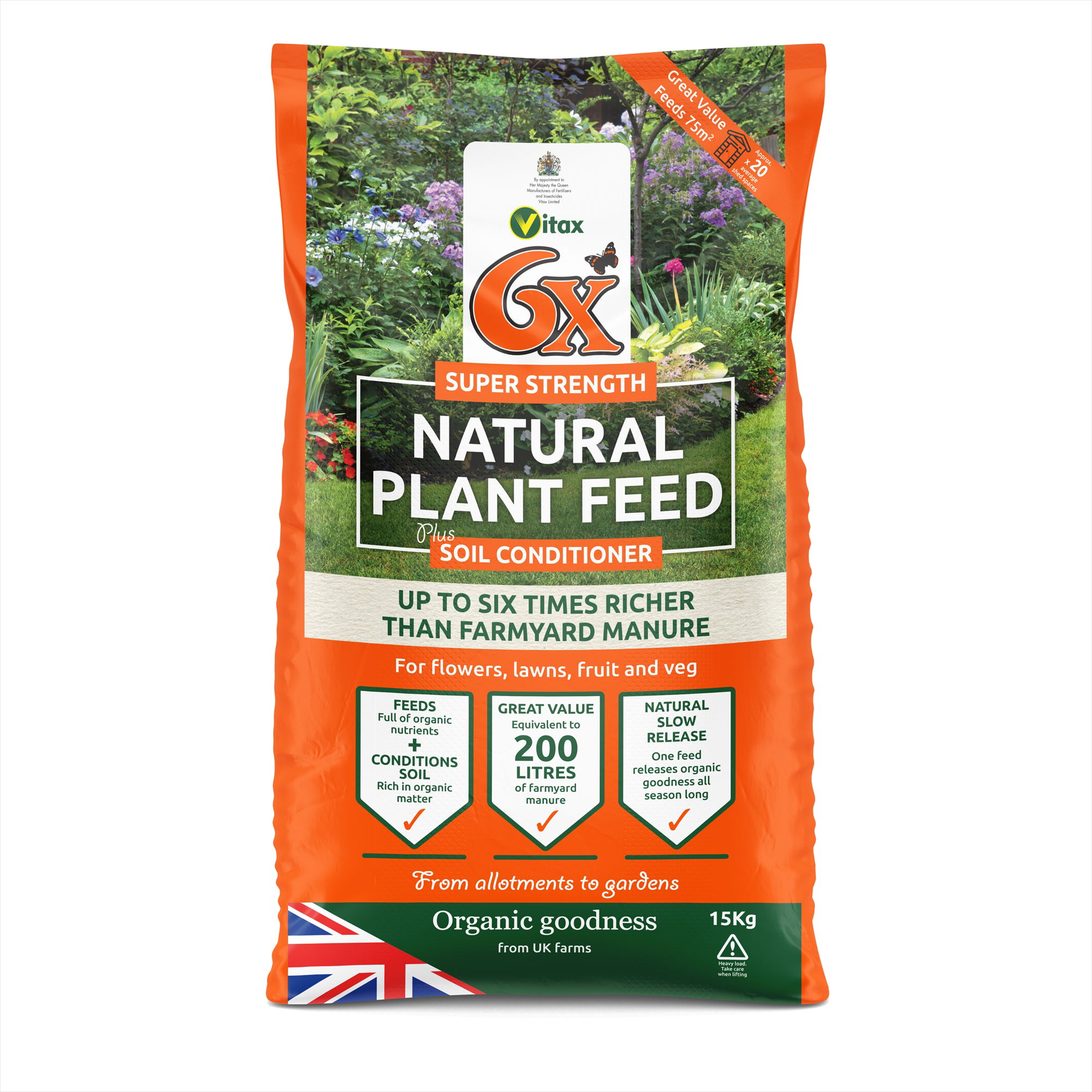 Vitax 6X Natural Fibrous Plant Feed 15 kg